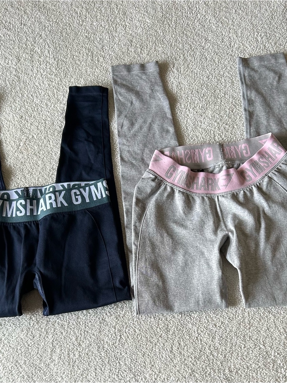 Gymshark blue & Light Gray Seamless Leggings with Branded Waistbands bundle